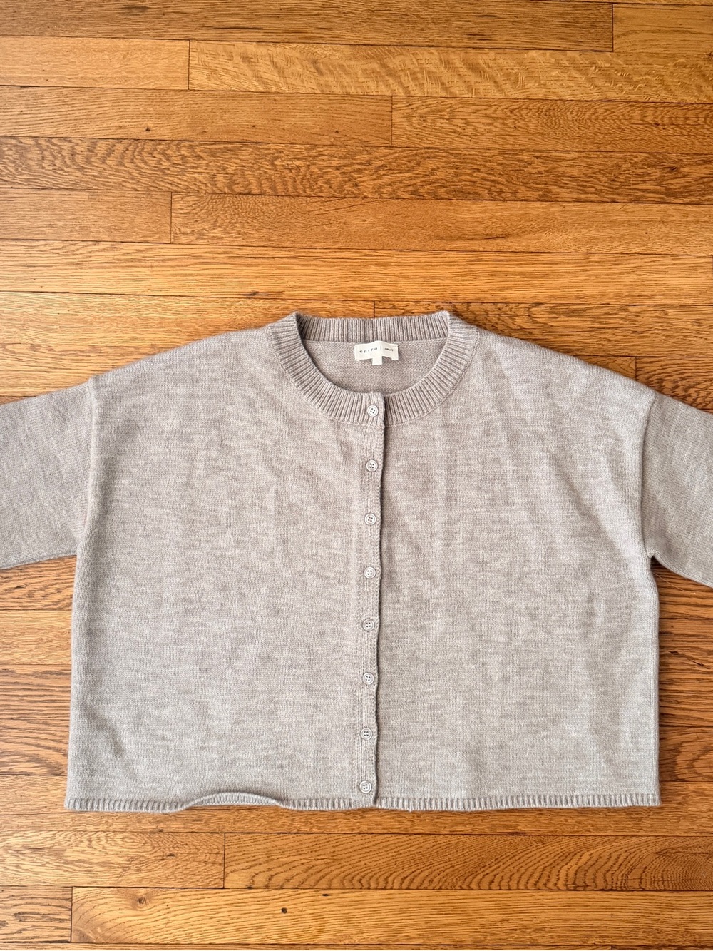 Anthropologie Light Gray Cropped Button-Front Cardigan